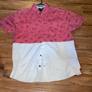 Men’s short sleeve  button down shirt xl‎ Tranquility & Mayhem Bicycle red white